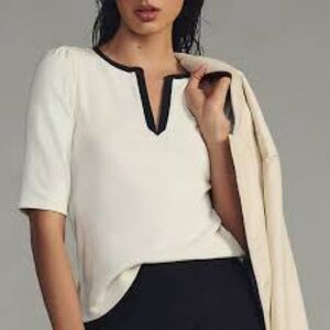 Anthropologie Maeve Cream and Black Women's Top